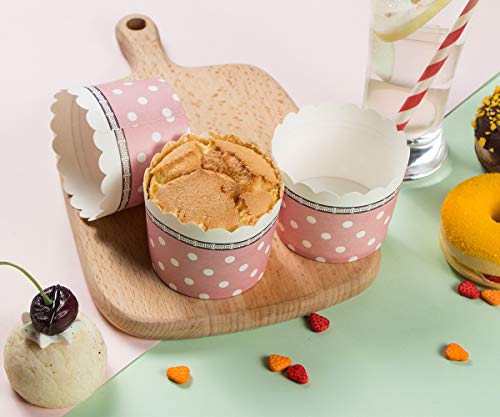 Webake Large Paper Baking Cups, 6Oz Cupcake Muffin Cases Jumbo Cupcake Liners, Set Of 25 Pink Cupcake Liners For Valentine's Day, Wedding #TOP3