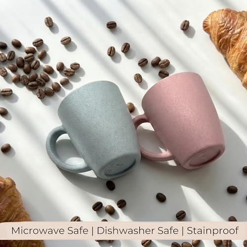 Image of Mahaware Ecohome Coffee Mug Set of 2, 300 ml, Biocomposite Rice Husk & Bamboo Fibre, Microwave Safe Matte Finish Coffee Cups, Hot & Cold Beverages, Rakhi Gift for Brother & Sister, Rakshabandhan Gift