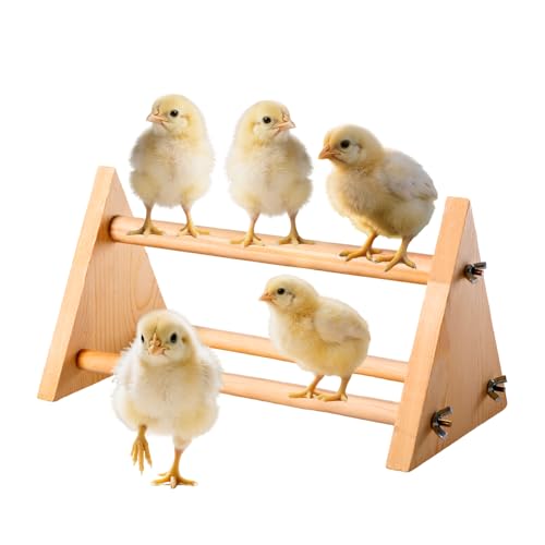Chicken Perch for Coop -size13 L x 5.9 W x 6.5 H- Heavy Duty Poultry Roosting Bar with Natural Pine Wood-Durable Chicken Coop AccessoriesChick Perch Training Toys for Bird Baby Chicks Parrot