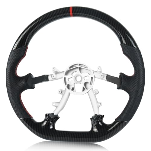 VOONKE Black Hydro-Dip Carbon Fiber For Chevrolet Corvette C5 D-shaped Flat-bottom Preforated Leather Grip Steering Wheel For Chevrolet C5 1997-2004 Z06