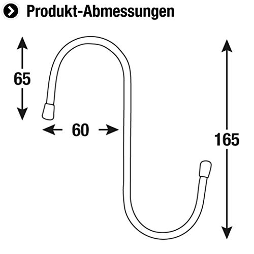 Connex S-Haken 165 x 60 x 65 mm - Belastbar bis 30 kg - Mit schützender Gummikappe - verzinkt / Universalhaken / Montagehaken für Garage / Werkstatthaken / Ordnungshelfer / DY222036