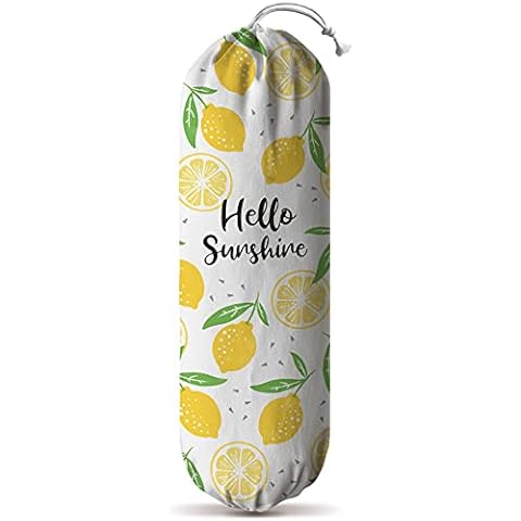 Hglian Lemon Grocery Bags Holder Dispenser Wall Mount Plastic Bag Holder Garbage Shopping Trash bags Storage Carrier Organizer,Cute Lemon Home Kitchen Décor, Gifts for Women Mom Wife Cover