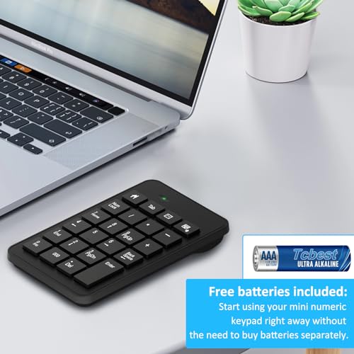 Loonasa Bluetooth Number Pad With Battery, 23 Keys Wireless Numeric Keypad Upgraded Version Of 10 Key Keyboard Financial Accounting Numpad Compatible For Laptop thumb #2