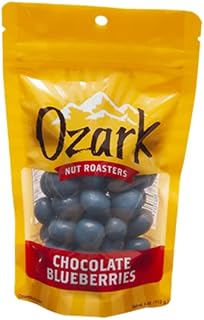 OZARK NUT ROASTERS, Chocolate Coated Blueberries, Chocolate-Flavored Snack Nuts, World-Class Gourmet Candied Peanuts, Resealable Pack (4 oz)