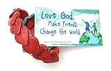 Smiling Wisdom - Red Heart Stretch Heart Bracelet & Turquoise Cross Bracelet Gift Set - Love God. Make Friends. Change the World - Fashion Turquoise Magnesite Jewelry for Girl, Teen, Woman - Red Blue
