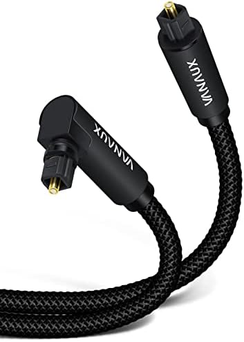 VANAUX Optical Cable 3m, 90 Degree Optical Audio Cable Digital Toslink SPDIF Audio Cable Compatible with Home Theater, Sound Bar, TV, PS4, Xbox, Playstation - Black