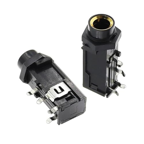 Conector de micrófono de 6,35 mm estéreo doble canal con tuerca plateada pack de 5 unidades 4