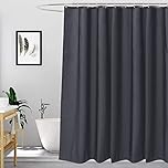 EurCross 200cm Long Fabric Dark Gray Shower Curtain 180x200 cm drop, Water Resistant Mould Proof and Mildew Resistant Deep Grey Shower Curtain Liner 72 x 78 inches