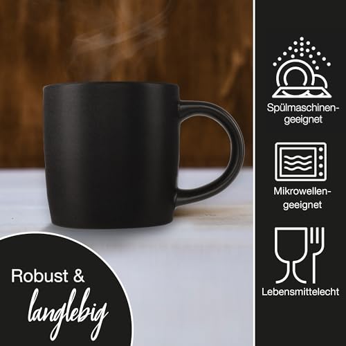 Moritz & Moritz NORDIC Zestaw filiżanek 6 el Szary - ok. 300 ml z wysokiej jakości Kamionki - Stylowy design z Uchwytem - Filiżanki do kawy, Herbaty, gorącej Czekolady, Cappuccino