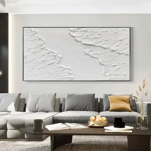Toile blanche abstraite avec texture 3D relief haut de gamme - 3