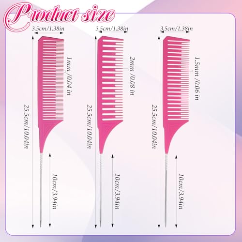 Combo de 3 Peines para Mechas con Cola Larga Acero Inoxidable miniatura 3