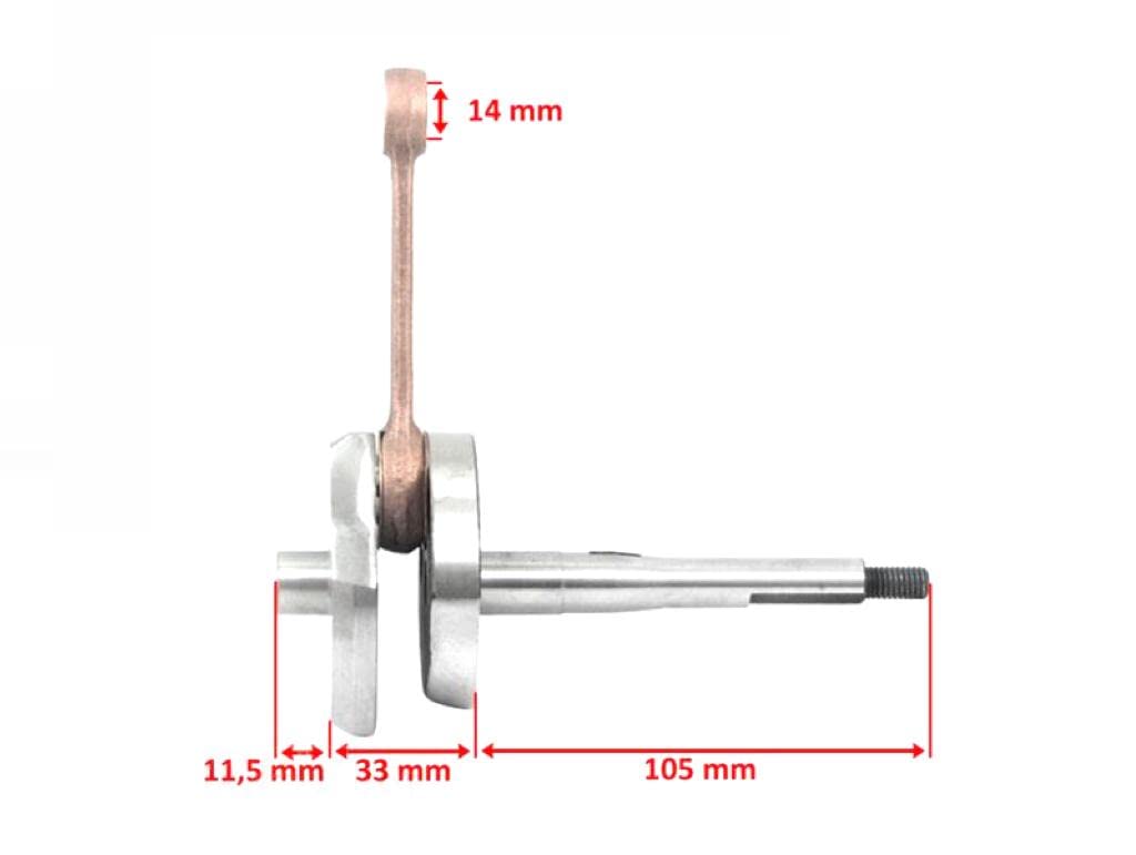 Kurbelwelle 10mm passend für Vespa Piaggio Boss Bravo Ciao PX Grillo Si 50 Mofa Moped Mokick