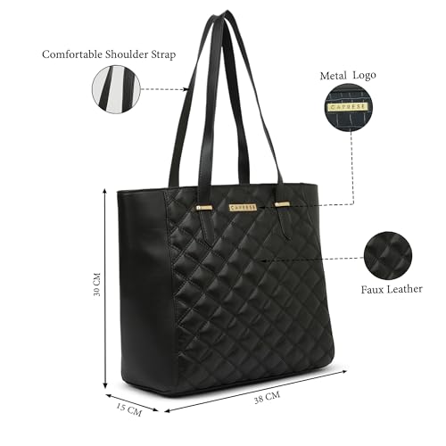 Image of Caprese Tilly Large Tote Bag for Women | Stylish Quilted, Durable, Multi-Compartment Design for Work, Travel, Shopping | Large Capacity, Comfortable Straps, Ideal for Tab & Essentials