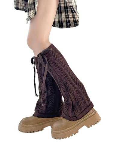 Image of YELAIVP Women's Leg Warmers Knit Kawaii Y2K Harajuku Leg Warmers with Adjustable String for Women Lolita Accessories