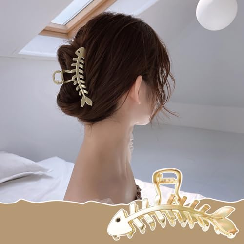 Kuuguu Hair Clip, 4 Pcs Fish Bone Shape Claw Clips thumb #3
