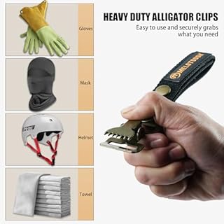 MELOTOUGH Tactical Glove Clips for Work Glove Holder Strap with Metal Alligator Clip for Construction (Black 2pcs)