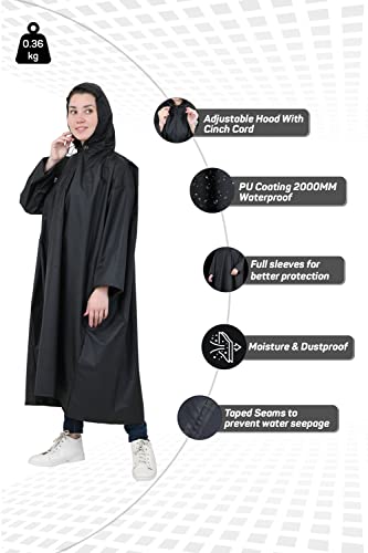 Image of ROCKSPORT Unisex Hooded Rain Poncho for Adult, Polyester Waterproof, lightweight,Reusable& Packable, long sleeve, One Size Fits Most, Free Size