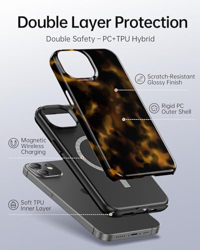 Coque léopard iPhone 12 ambre tortue magnétique antichoc