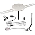 Five Star HDTV Antenna - 360° Omnidirectional Amplified Outdoor TV Antenna up to 150 Miles Indoor/Outdoor,RV,Attic 4K 1080P UHF VHF Supports 4TVs Installation Kit & Mounting Pole