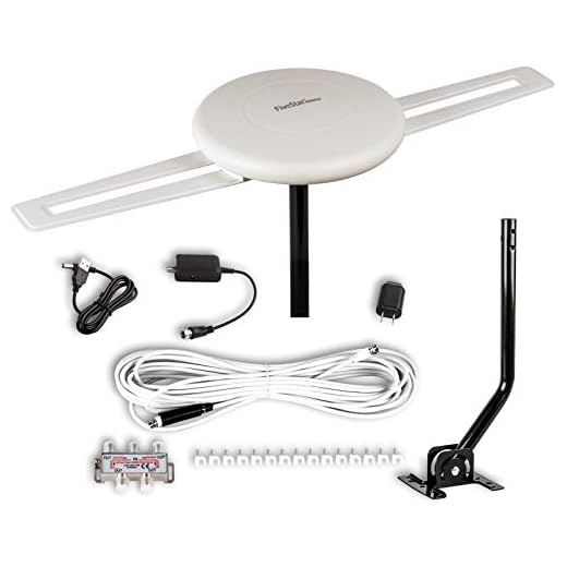 Five Star [Newest 2020] HDTV Antenna - 360° Omnidirectional Amplified Outdoor TV Antenna up to 150 Miles Indoor/Outdoor,RV,Attic 4K 1080P UHF VHF Supports 4TVs Installation Kit & Mounting Pole