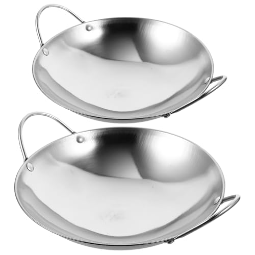 2Pzs Olla Wok Acero Inoxidable 8 y 9 Pulgadas