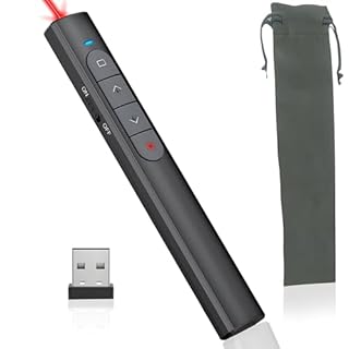 Puntatore Laser per Presentazioni + Borsa Portaoggetti - Controllo Remoto del Volume, Slideshow, Collegamenti Ipertestuali - Puntatore Laser Lunga Distanza. Nº RII-AEE: 20700 (Nero)