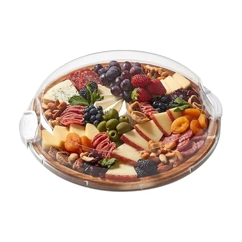 FARBERWARE Build-a-Board Cutting Board with Single Compartment and Clear Locking Lid for Charcuterie, Snacks, and More, Acacia