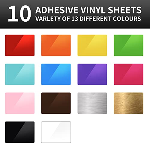 Image of Glossy Black Permanent Vinyl for Cricut - 12 Pack Lya Vinyl Permanent Outdoor Vinyl, 12 inchx12 inch Self Adhesive Vinyl Sheets for Decor Sticker, Party Decoration, Car Decal