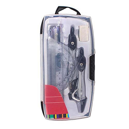 Kit di Geometria Matematica, Set di goniometro, Compasso, Gomma, Righello, Gomma per Disegno, plastica e Metallo, per Studenti