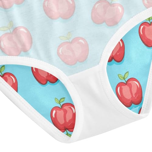ZZKKO Red Fruit Blue Background Girls Underwear Toddler Panties for Girls Comfort Brief Size 8Y4