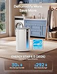 DREO 73 Pint Smart Déshumidificateurs pour sous-sols, Energy Star 6.0 Déshumidificateur, silencieux 41dB, Contrôle automatique de l'humidité, 3 Vitesses du ventilateur, 24H Timer, avec Drain Hose, pour la maison jusqu'à 2000 Sq Ft, Salle de bain & Chambre