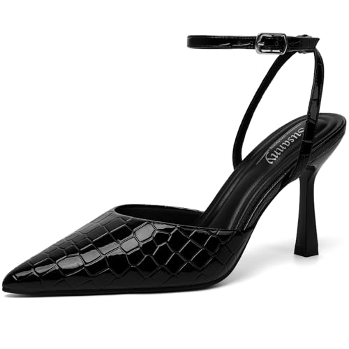 Image of Susanny Women's Heels Closed Pointed Toe Strappy Stiletto Pump Dressy Shoes