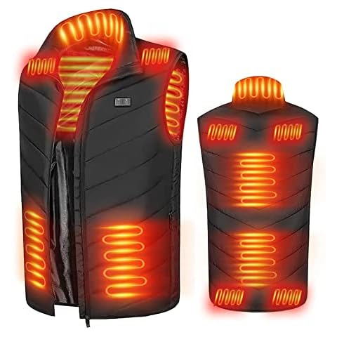 Yokbeer Heated Vest 11 Heating Area Plus Size Heating Vest Zip Up Pockets Pullovers Lightweight Waterproof Warm Jacket (Color : Black, Size : 6XL) Cover