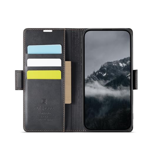Protection iPhone 12 Pro noir étui cuir portefeuille magnétique - 3