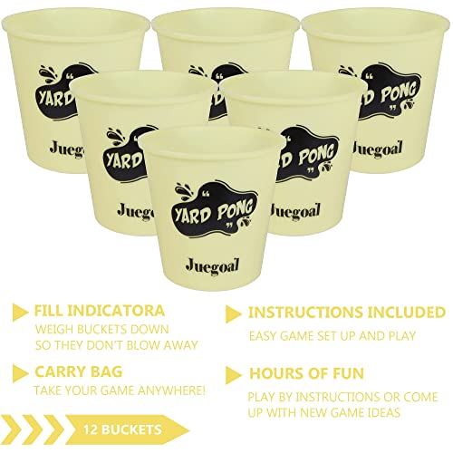 Juegoal Yard Pong Glow In Dark, Outdoor Giant Yard Games Pong Game Set With Noctilucent, Including 12 Yellow Buckets & 6 Balls, Toss Game Throwing Game For Beach, Camping, Lawn And Backyard #TOP7