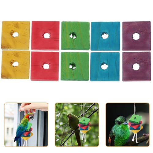 50 Pieces DIY Parrot Wood Chips Mixed Color Safe Chewing Blocks for Cockatiels Parakeets and Small Birds Educational Interactive Bird Bite for Skill Development and Play