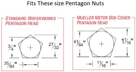 HK-3 Meter Box Key/Curb Key/Wrench, Std, Large Pentagon Nuts