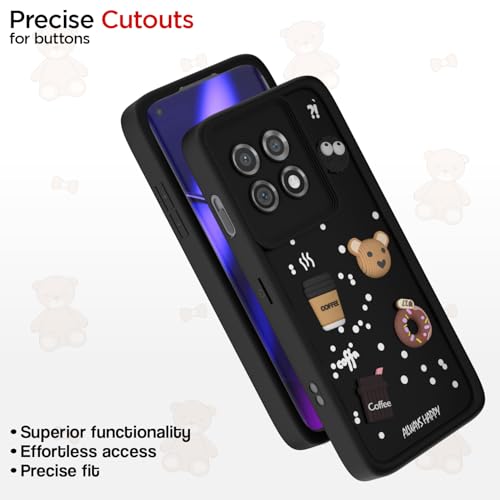 Image of Pikkme Back Cover for OnePlus 11 5G | Cute Fun Cartoon 3D Bear Silicone Full Body Protection Bumper Case (Black)