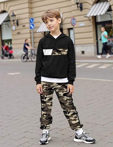 Image of Boys Clothes Boy Outfits 2-Piece Long Sleeve Hoodie and Camouflage Pants Boys Fall Winter Clothes for 6-16 Years