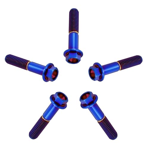 Image of Rison Titanium Flanged Hex Head Bolt - M8x1.25x30mm, 6AL4V Aerospace Grade, Burnt Blue, Pack of 5
