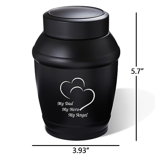 Image of 5.7 inch Medium Cremation Urns for Human Ashes Adult Male Dad Men,Black Heart Urns for Human Ashes