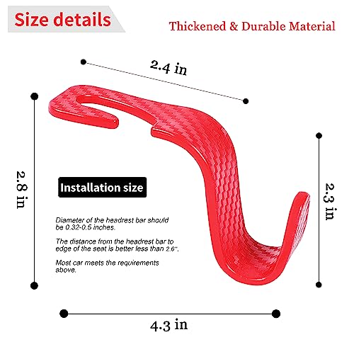 image for Amooca Car Seat Headrest Hook 4 Pack Hanger Universal Vehicle Car Stor