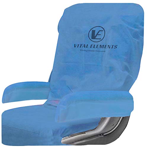 Airplane Seat Covers (with Armrest) 2 SETS : Disposable Also for Theater and Restaurants (Sky Blue)
