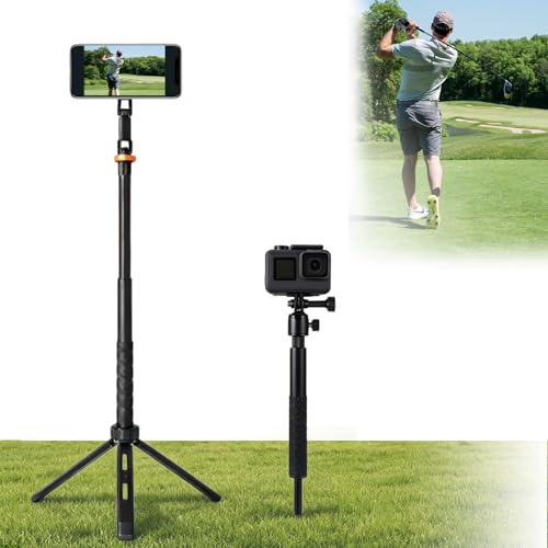 Golf Tripod Golf Phone Stand for Swing Recording Magnetic Golf Phone Holder with Ground Spike & Tripod Base Adjustable Golf Stand for iPhone Cameras & Action Cameras Compatible with MagSafe