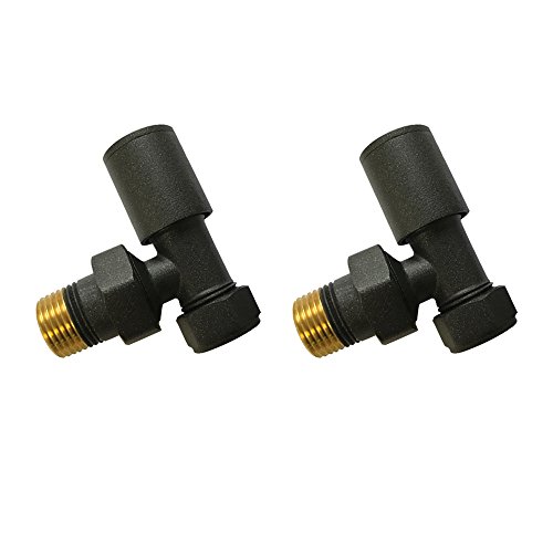 Home Standard® Angled Anthracite Valves for Radiators & Towel Rails (Pair) | For Heated Towel Rails & Central Heating Radiators