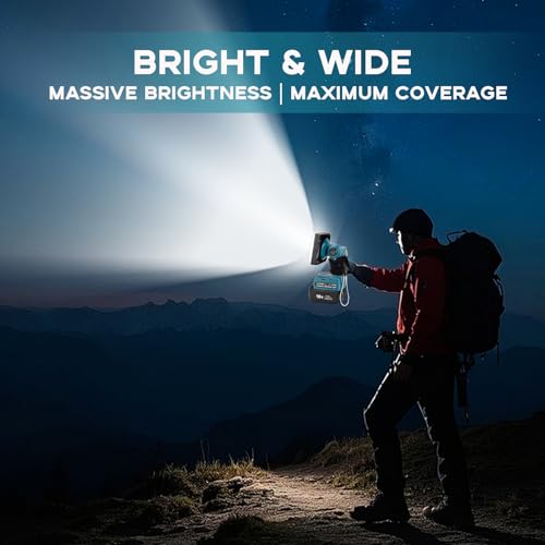 Image of 1500LM LED Work Light for Makita 18V LXT Battery, 25W Portable Flood Light with USB & Type-C Ports, 90 Rotate Head Cordless LED Light for Emergency, Workshop, Indoor and Outdoor Use (Tool Only)