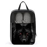 Black Red Eyed Wolf Shoe Bags for Travel Water-Resistant Shoes Pouch with Handle Fashion Shoe Organizer with Zipper Closure Portable Sneaker Carrier for Men & Women Daily Use