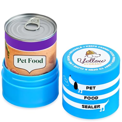 Yellow Hydrant The Original Canned Dog Food Storage Container Patent Pending Reusable Airtight Can Cover Pet Food Sealer - Keeps Dog Food Can Fresh in the Fridge Eliminates Odor Easy to Use
