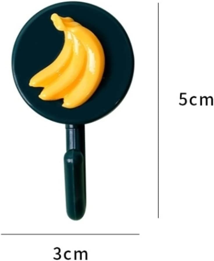 Simple and Cute Fruit Cartoon Wall Hanging Kitchen and Bathroom Bedroom Multifunctional Punch-Free Seamless Paste Hook(Gray)