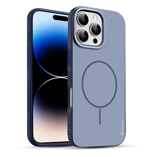 Image of KARWAN Slim Shockproof Back Case Cover Compatible with iPhone 16 Pro,Dual Layer Armor Protection with Matt Finish, Heavy Duty Cover with Magnetic MagEase Wireless Charging (Blue)
